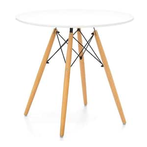 White Wood 30 in. 4 Legs Dining Table Seats 3)