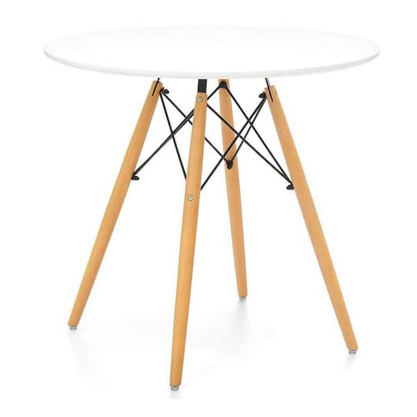 HomeRoots White Wood 30 in. 4 Legs Dining Table Seats 3)