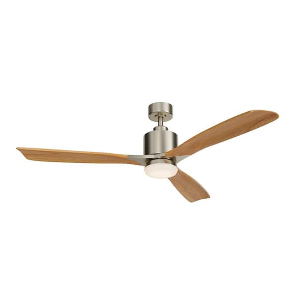 Ridley II 52 in. Indoor Brushed Stainless Steel Downrod Mount Ceiling Fan with Integrated LED with Wall Control Included