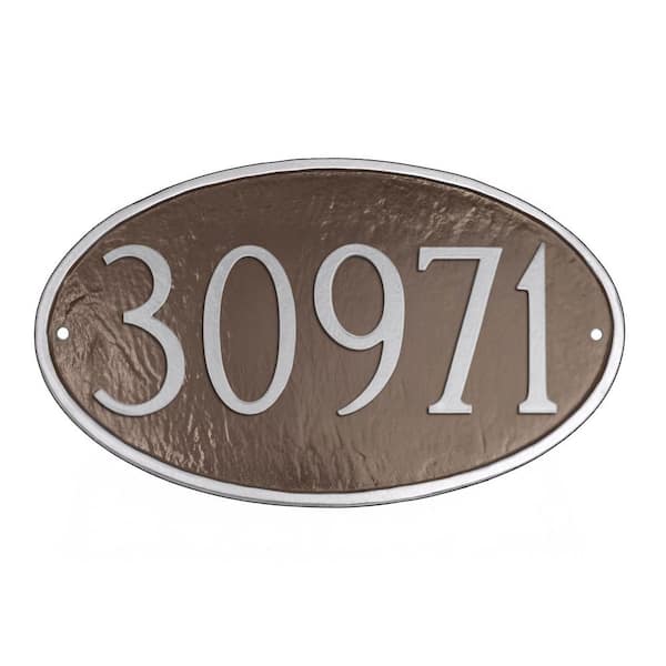 Classic Oval Small Address Sign Plaque - Chocolate/Silver