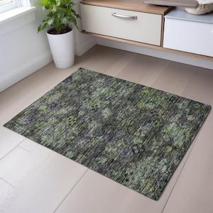 Mayfield Premium Machine Washable Abstract AMF1109 Green 2 ft. x 3 ft. Area Rug