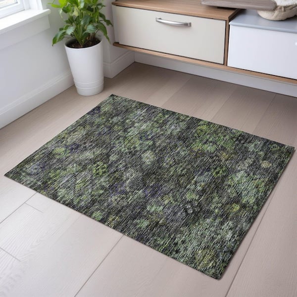 Mayfield Premium Machine Washable Abstract AMF1109 Green 2 ft. x 3 ft. Area Rug