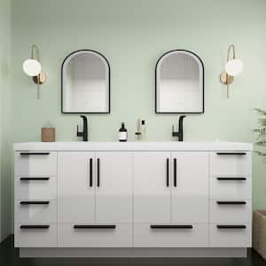 Carla 71 in. W x 20 in. D x 35 in. H Double Sink Freestanding Bath Vanity in Gloss White with White Acrylic Top