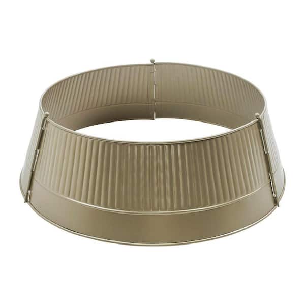 Ribbed 24 in. D Antique Gold Metal Tree Collar