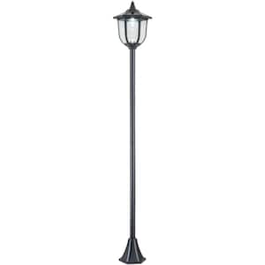 1-Light Black Dusk to Dawn Weather Resistant Stainless Steel and Plastic Solar LED Outdoor Post Light