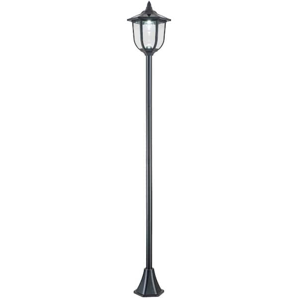 C Cattleya 1-Light Black Dusk to Dawn Weather Resistant Stainless Steel and Plastic Solar LED Outdoor Post Light