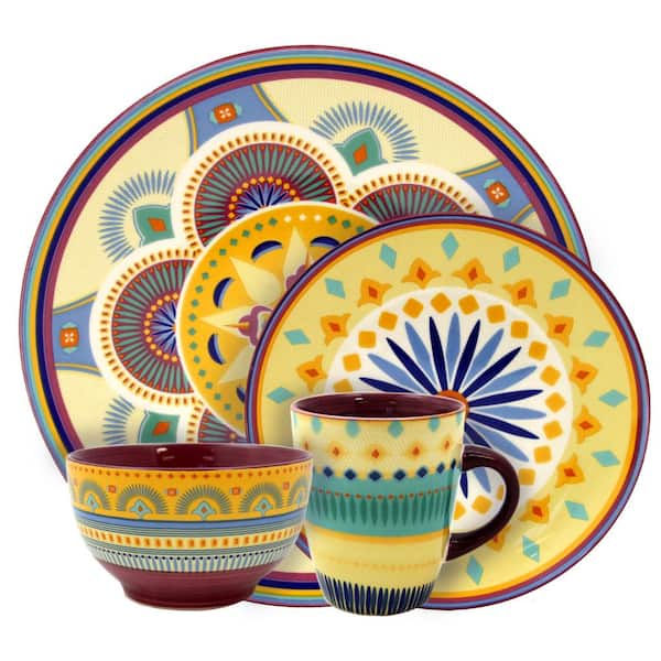 Puesta De Sol 16-Piece Patterned Multicolor Earthenware Dinnerware Set (Service for 4)