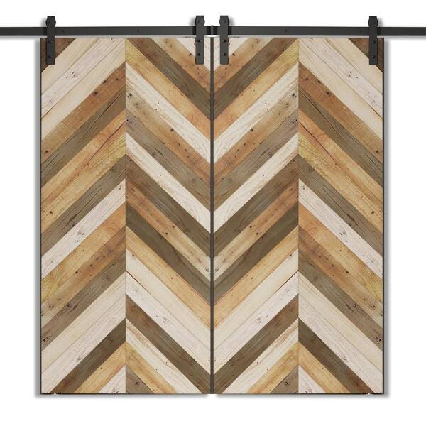 Urban Woodcraft 40 in. x 83 in. Huntsville Reclaimed Stained Wood Sliding Barn Door with Hardware Kit