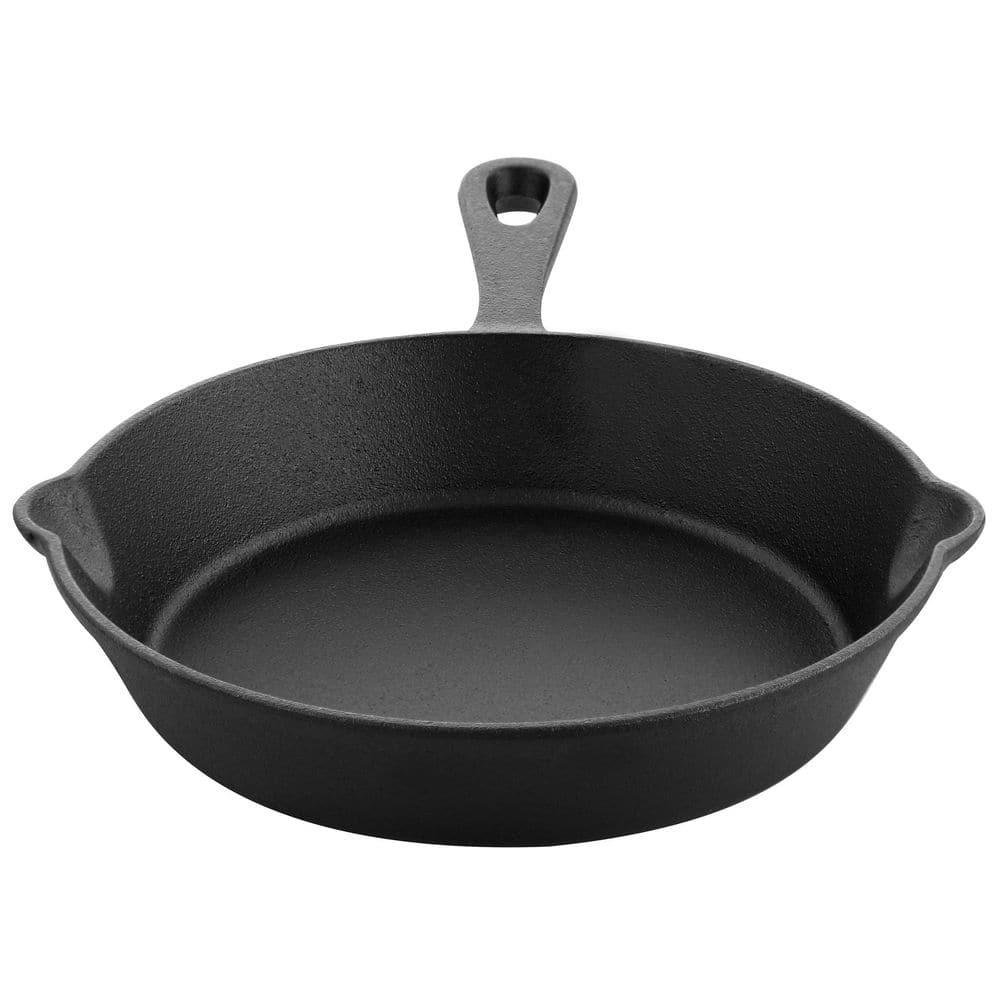 Preseasoned Black Cast Iron Fry Pan Set, 10 and 8 Inch