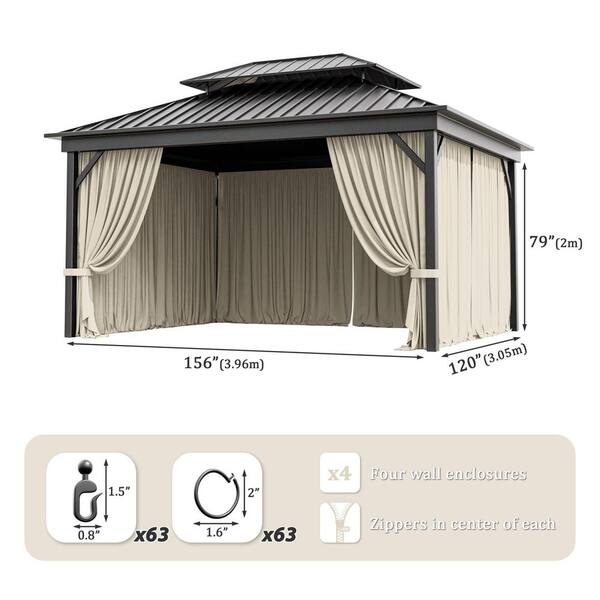 Kimunuk 10 ft. x 13 ft. Universal Outdoor Privacy Curtains, Gazebo
