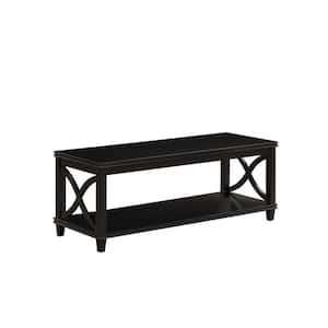 Florence 47 in. Black Standard Rectangle Wood Coffee Table Shelf