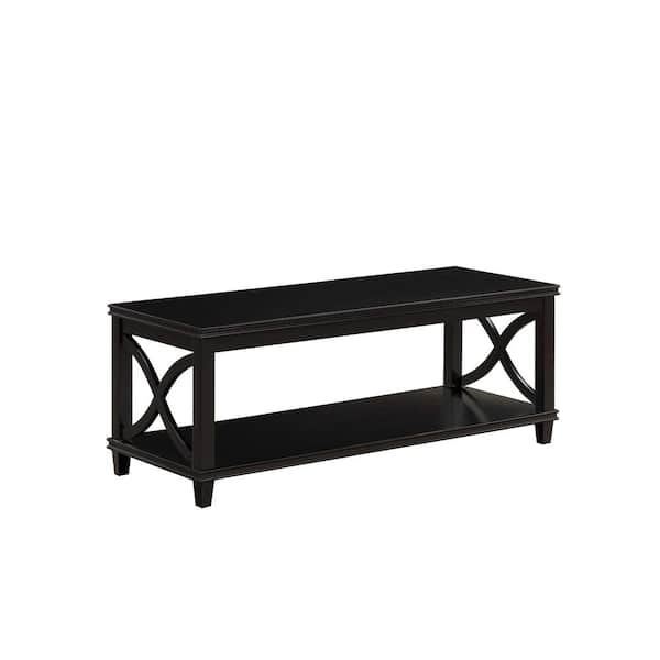 Convenience Concepts Florence 47 in. Black Standard Rectangle Wood Coffee Table Shelf