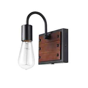 Williams 1-Light Matte Black Plug-In or Hardwire Wall Sconce with 6 ft. Cord