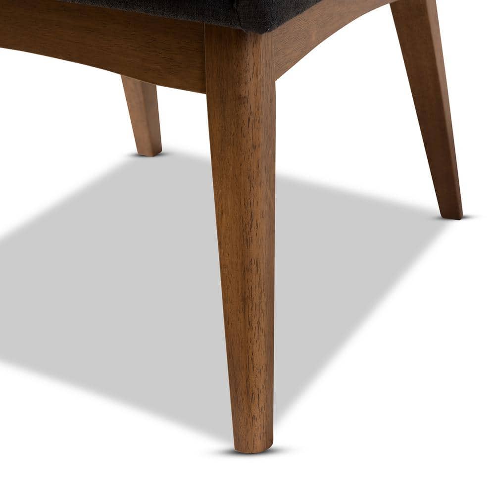 Walnut Brown Leather Upholstered Parsons Side Chair