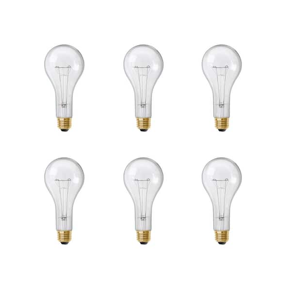 300-Watt High Lumen Clear PS25 Medium E26 Soft White (2700K) Utility Incandescent Light Bulb (6-Pack)