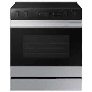 Bespoke 30 in. 6.3 cu. ft. 5 Element Smart Slide-In Electric Range with Smart Oven Camera in Stainless Steel