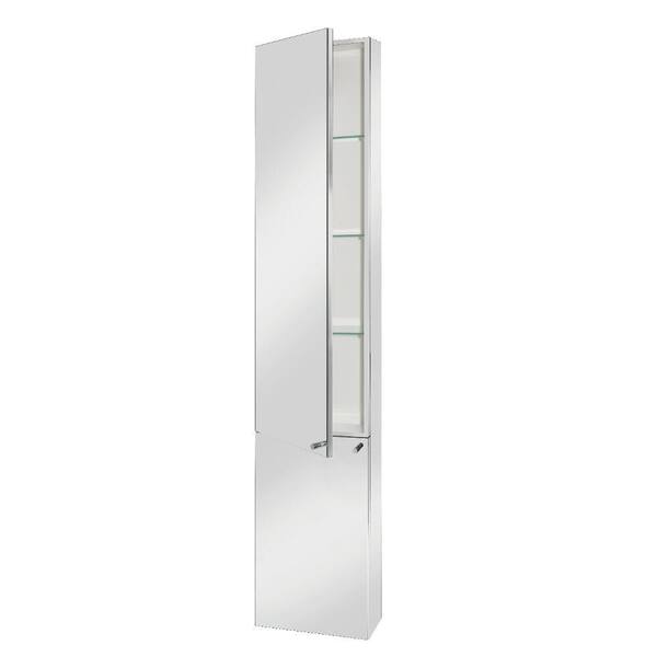 Croydex Nile 59 in. H x 11.81 in. W x 4.72 in. D Tall Mirrored Medicine Cabinet Surface Mount Only in Stainless Steel