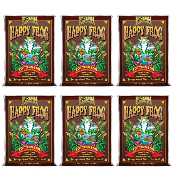 FOXFARM Happy Frog pH Adjusted Garden Potting Soil Bag, 2 cu. ft. (6-Pack)