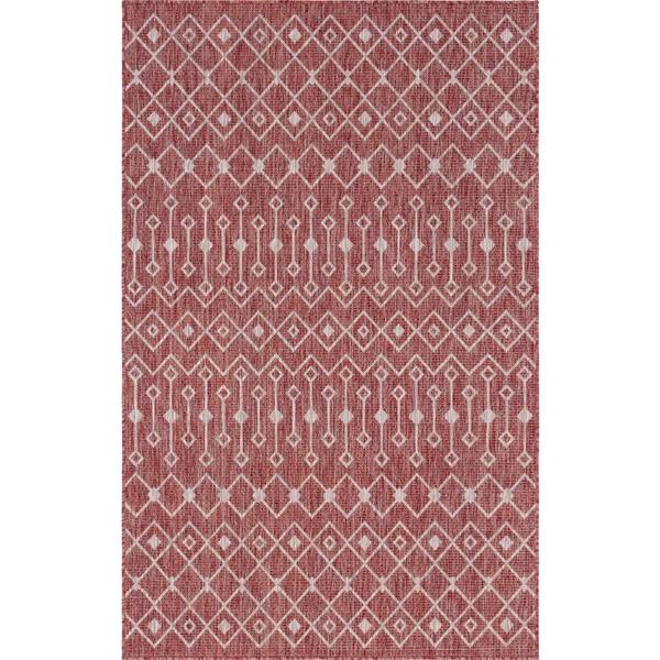 Unique Loom Rust Red Gray Tribal, Red And Gray Area Rugs