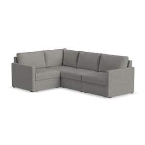 Flex 102 in. W Straight Arm 4 PC Polyester Performance Fabric Modular Sectional Sofa in Pebble Dark Gray