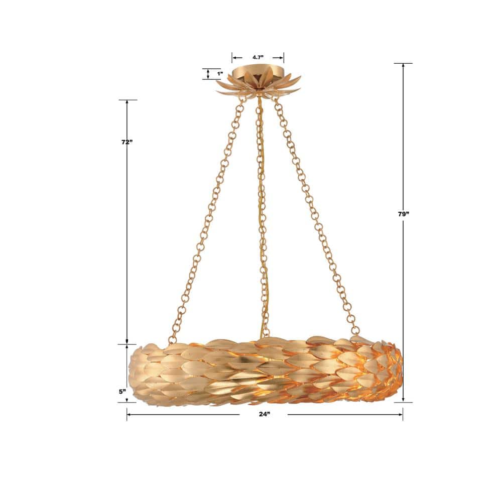 Antique Gold Crystal 6-Light Candle Chandelier