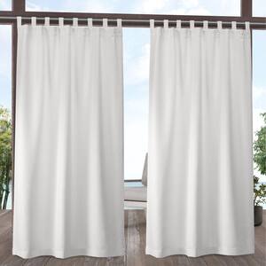 Cabana Vanilla Solid Light Filtering Hook-and-Loop Tab Indoor/Outdoor Curtain, 54 in. W x 84 in. L (Set of 2)