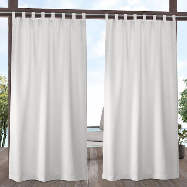 EXCLUSIVE HOME Cabana Vanilla Solid Light Filtering Hook-and-Loop Tab Indoor/Outdoor Curtain, 54 in. W x 84 in. L (Set of 2)