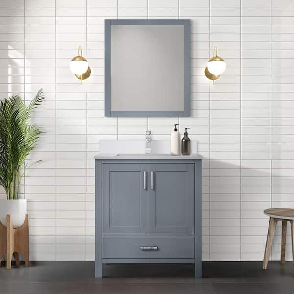 Lexora Jacques 30 in. W x 22 in. D Dark Grey Bath Vanity and White Quartz Top