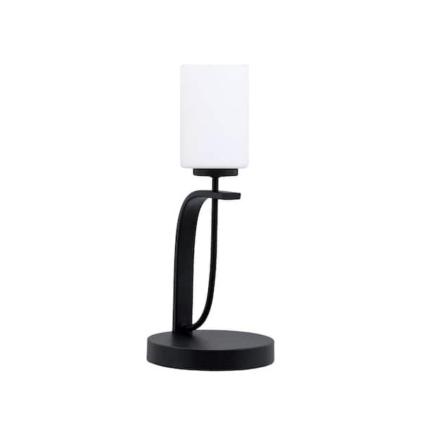 Unbranded Olympia 16.75 in. Matte Black Piano Desk Lamp with White Muslin Glass Shade