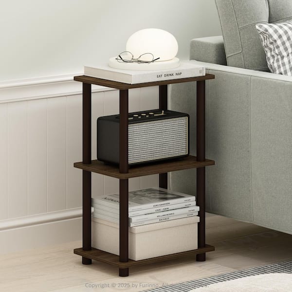 Turn-N-Tube 15 in. Walnut/Brown Rectangle Wood 2-Tier End Table