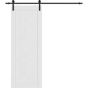 30 in. x 84 in. 1-Panel Shaker Bianco Noble Finished Composite Wood Sliding Barn Door with Hardware Kit