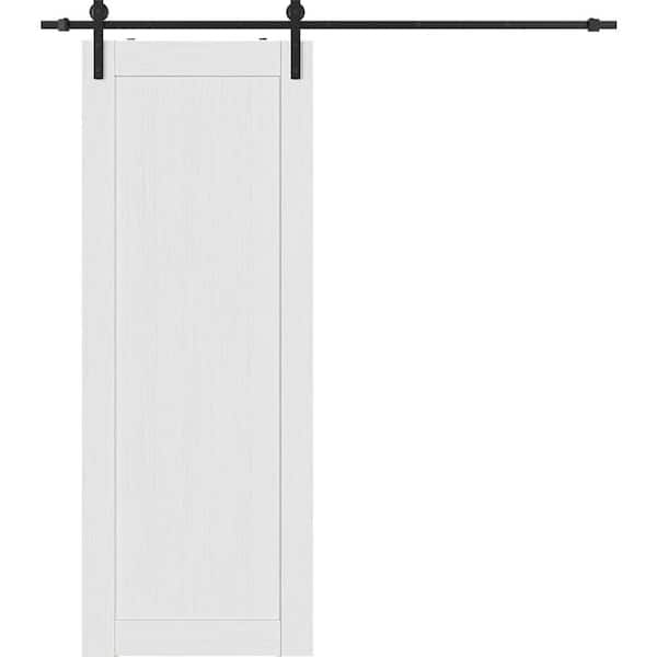 Belldinni 36 in. x 84 in. 1-Panel Shaker Bianco Noble Finished Composite Wood Sliding Barn Door with Hardware Kit
