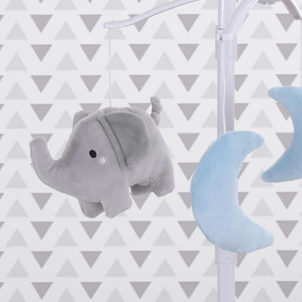 LITTLE LOVE BY NOJO Elephant Stroll Gray and Blue Moon Musical