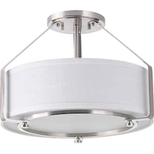 Ratio Collection 3-Light Brushed Nickel Pendant with Fabric Shade Glass