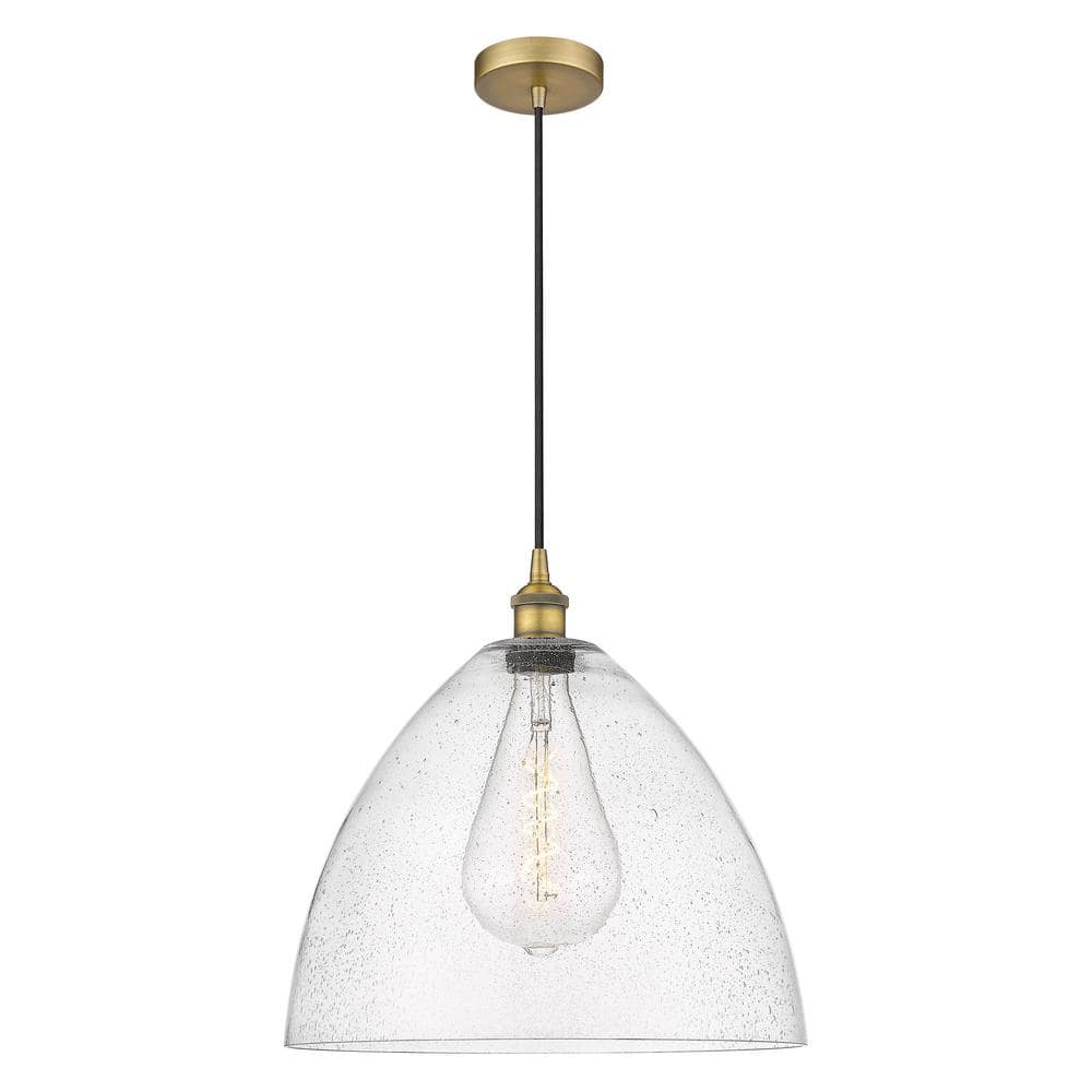 Edison Dome 60-Watt 1-Light Brushed Brass Shaded Mini Pendant Light with Seeded Glass Shade price history on PriceWatchPro