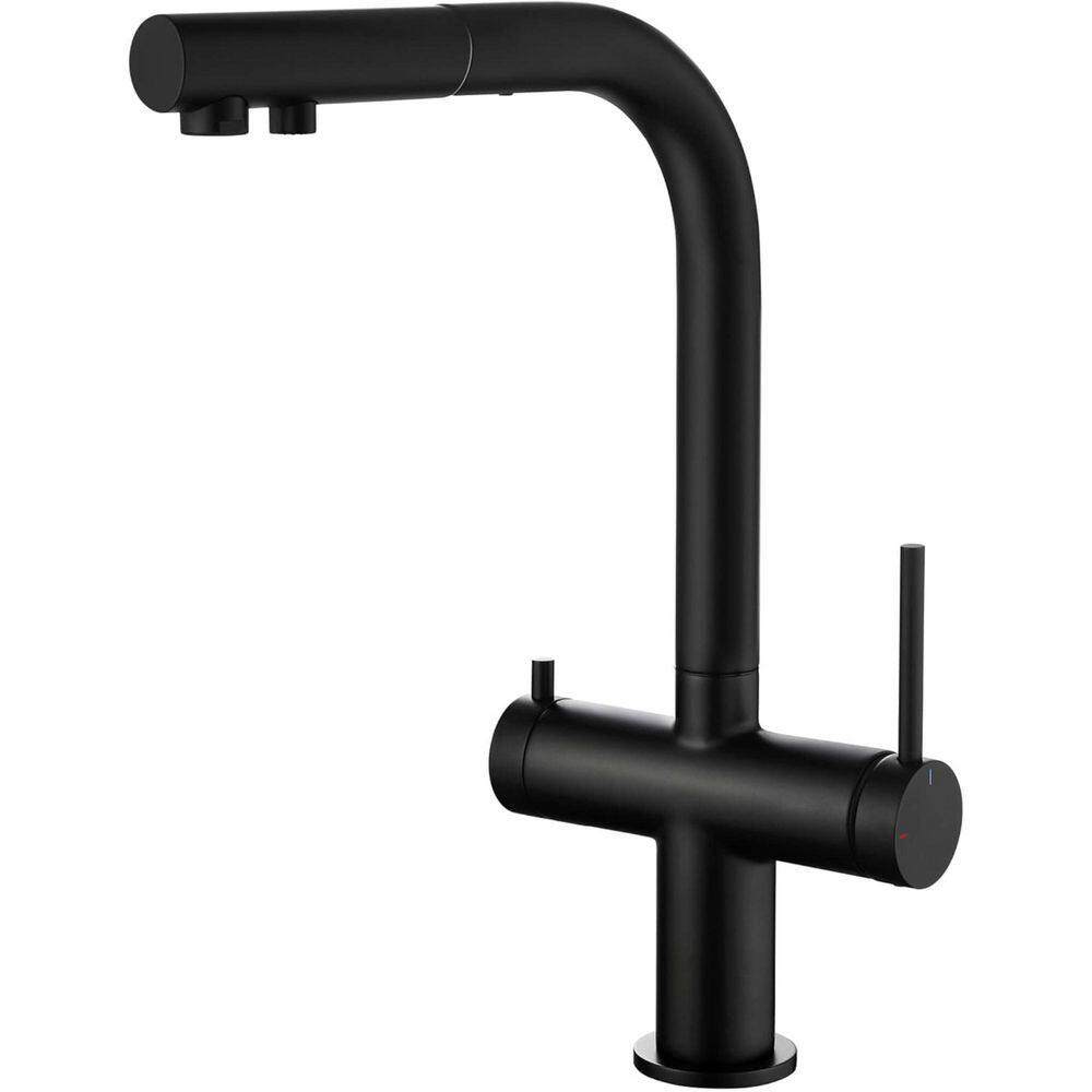 14 in. H Circular 2-in-1 Water Filter Pull Out Sprayer Kitchen Faucet with 