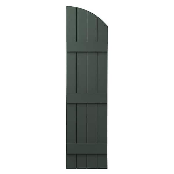 Ply Gem 15 in. x 61 in. Polypropylene Plastic Arch Top Closed Board and Batten Shutters Pair in Green