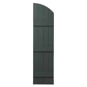 15 in. x 65 in.  Polypropylene Plastic Arch Top Closed Board and Batten Shutters Pair in Green