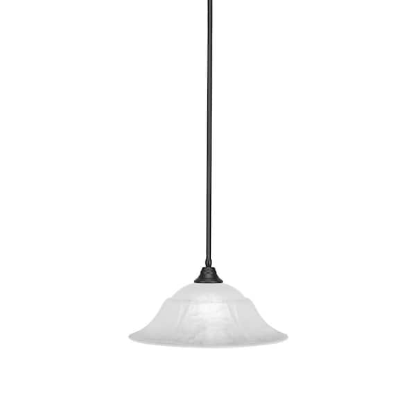 Unbranded Sparta 100-Watt 1-Light Matte Black Bowl Mini Pendant Light with Glass Shade