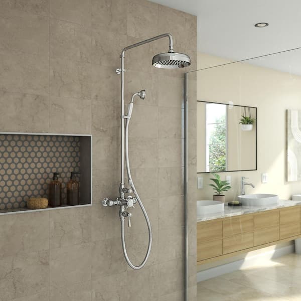 Abbey 10 in. x 22 in. Shower Faucet Set with Handshower in Chrome