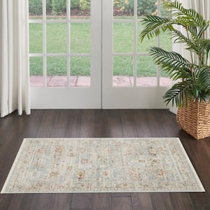 Traditional Home Light Blue 3 ft. x 5 ft. Distressed Traditional Area Rug