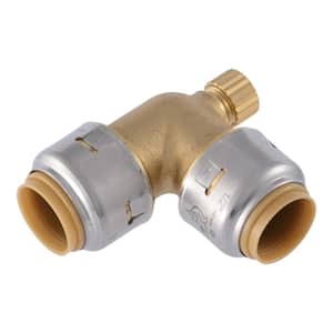 Max 1/2 in. Brass 90-Degree Push-to-Connect Elbow Fitting with Drain