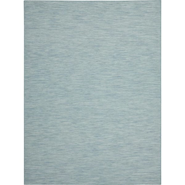 Aqua 9 ft. x 12 ft. Woven Abstract Polyester Rectangle Indoor/Outdoor Area Rug