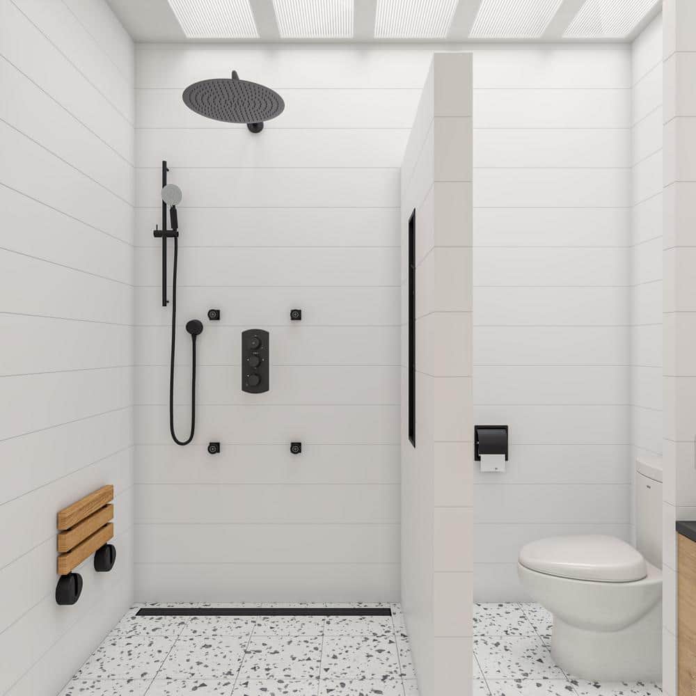 Black Matte Stainless Steel Recessed Toilet Paper Holder with Cover