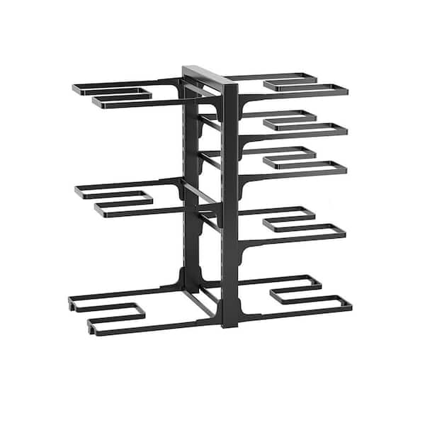 Carbon Steel Black Pots and Pans Organizer 8 Tier Heavy Duty Pan Rack No Assembly for Skillets Dutch Ovens Trays