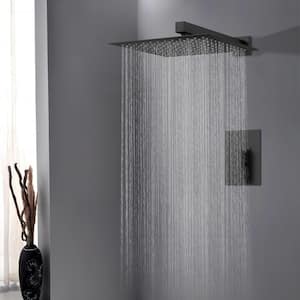 1-Spray Patterns with 1.8 GPM 10 in. Wall Mounted Rain Fixed Shower Head in Matte Black