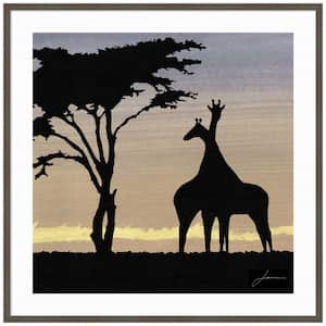 "Savanna Giraffes IV" by James Burghardt 1-Piece Wood Framed Giclee Travel Art Print 41 in. x 41 in.