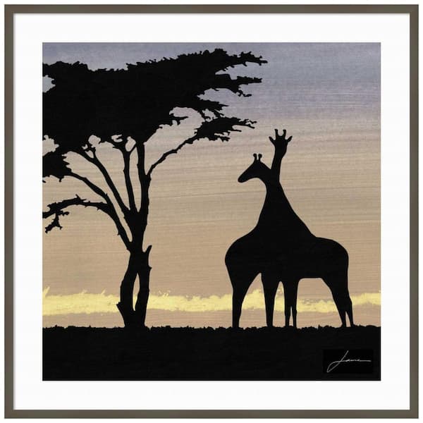 Amanti Art "Savanna Giraffes IV" by James Burghardt 1-Piece Wood Framed Giclee Travel Art Print 41 in. x 41 in.