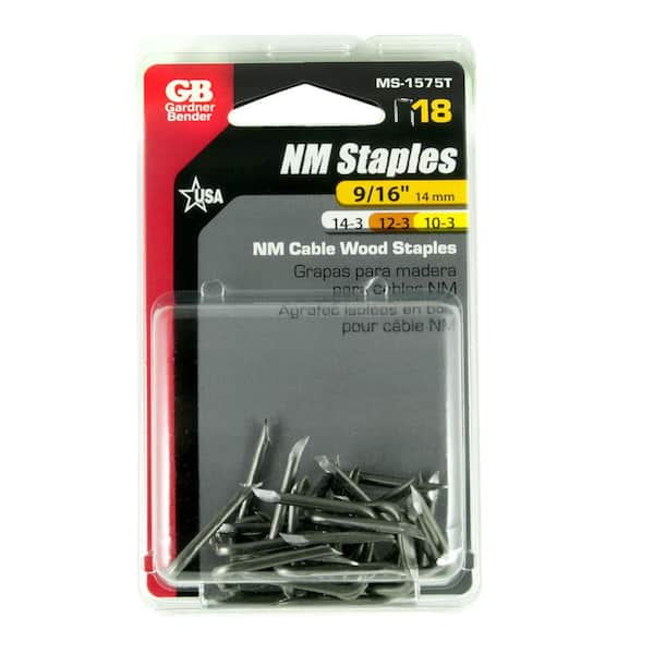 Gardner Bender Graphite Metallic Steel Staples for 12/3 and 10/3  Non-Metallic Cables (100-Pack) MS-175 - The Home Depot