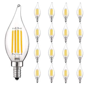 60-Watt Equivalent CA11 Dimmable Vintage Edison LED Light Bulb Flame Tip Clear Glass 3000K Soft White (16-Pack)